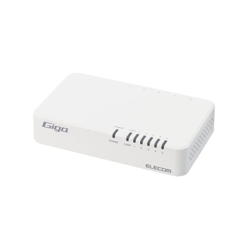 Giga対応スイッチングHub/5ポート/磁石付き/プラスチック筐体/電源内蔵モデル/ホワイト