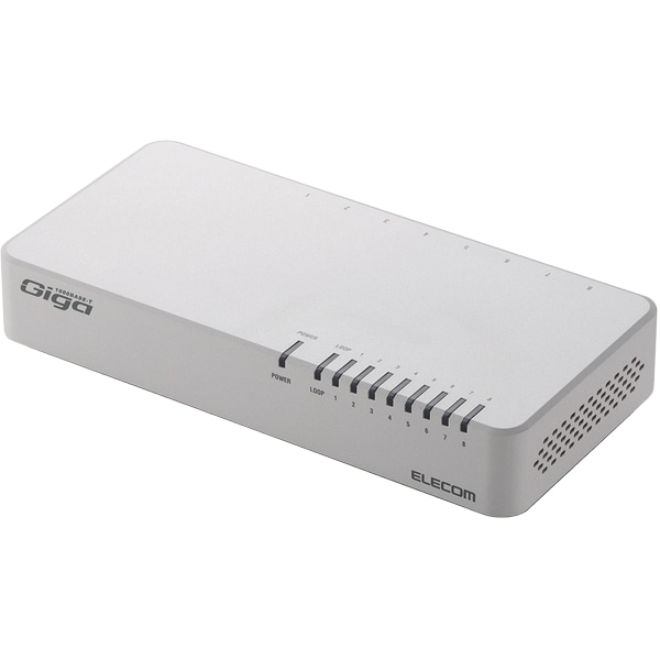 Giga対応スイッチングHub/8ポート/プラスチック筐体/磁石付き/電源内蔵モデル/ホワイト