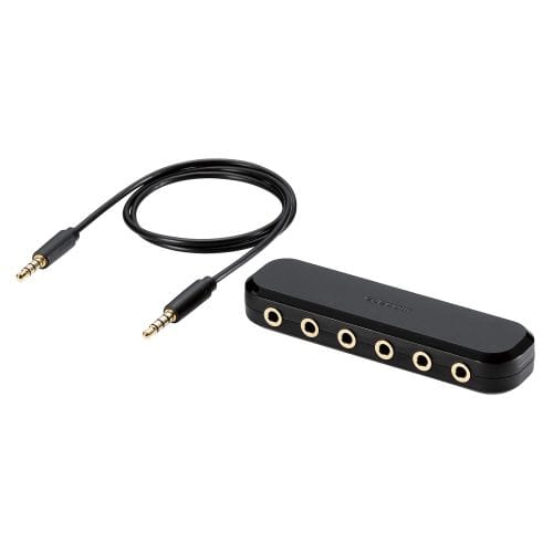 オーディオ分配アダプタ/5分配/ケーブル付/ブラック