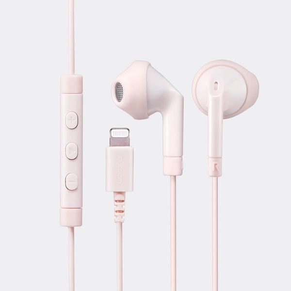 ステレオヘッドホン(マイク付)/セミオープン型/Lightning/13.6mmドライバ/FAST MUSIC/F10I/ピンク