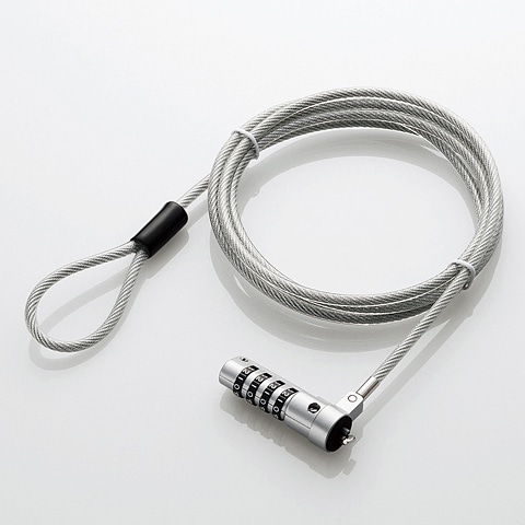 セキュリティワイヤーロック/小型/首振り90度/ヘッド部360度回転