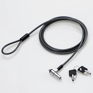 セキュリティワイヤー/超小型シリンダー錠/首振り90度/ヘッド部360度回転