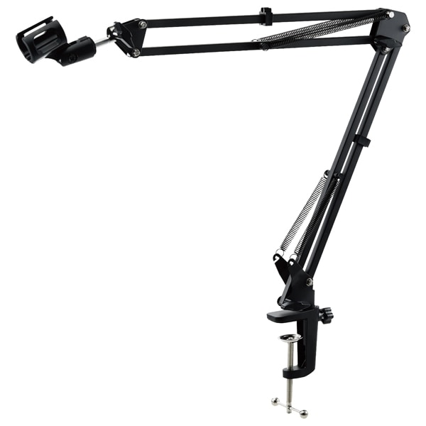 マイクスタンド/フレキシブルアーム型/保護クッションシート付き/コードホルダー付き/ブラック