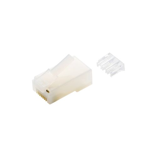 RJ45中継コネクタ/Cat6対応/単線・ヨリ線両対応/ツメ折れ防止/10個入/ハーフクリア