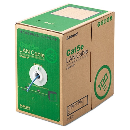 RoHS対応LANケーブル/CAT5E/100m/ブルー/簡易パッケージ
