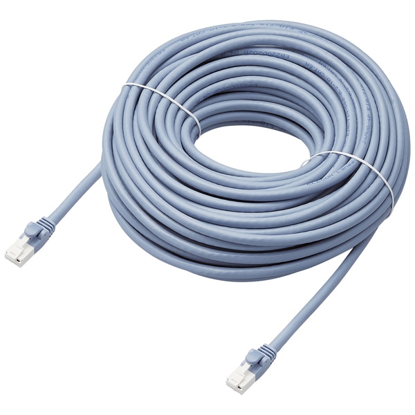 LANケーブル/CAT6A対応/EU RoHS指令準拠/爪折れ防止/簡易パッケージ仕様/20m/ヨリ線/ブルー