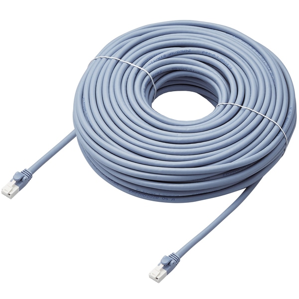 LANケーブル/CAT6A対応/EU RoHS指令準拠/爪折れ防止/簡易パッケージ仕様/40m/ヨリ線/ブルー