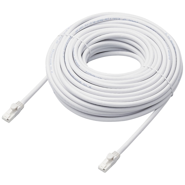 LANケーブル/CAT6A対応/EU RoHS指令準拠/爪折れ防止/簡易パッケージ仕様/20m/ヨリ線/ホワイト