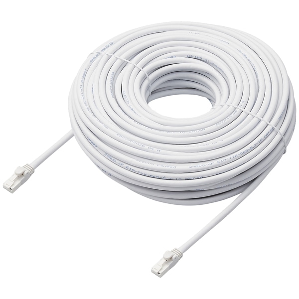 LANケーブル/CAT6A対応/EU RoHS指令準拠/爪折れ防止/簡易パッケージ仕様/40m/ヨリ線/ホワイト