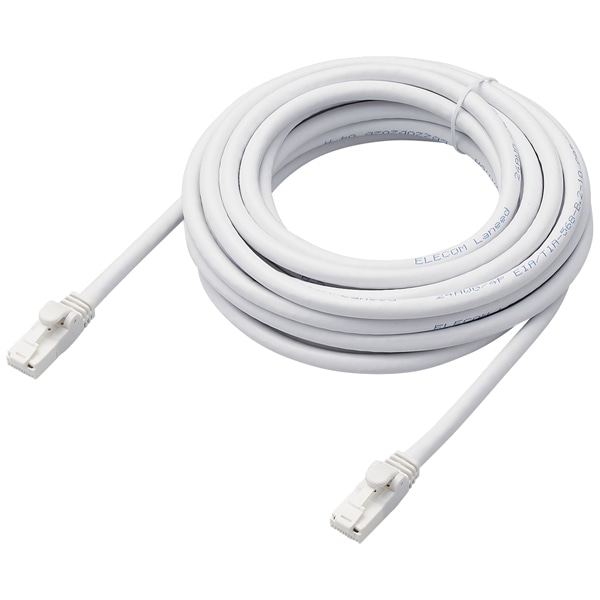 LANケーブル/CAT6A対応/EU RoHS指令準拠/爪折れ防止/簡易パッケージ仕様/5m/ヨリ線/ホワイト