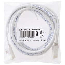 RoHS指令準拠LANケーブル/CAT6/爪折れ防止/2m/ホワイト/簡易パッケージ仕様