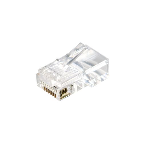 RJ45中継コネクタ/Cat5e対応/単線・ヨリ線両対応/ツメ折れ防止/100個入/ハーフクリア