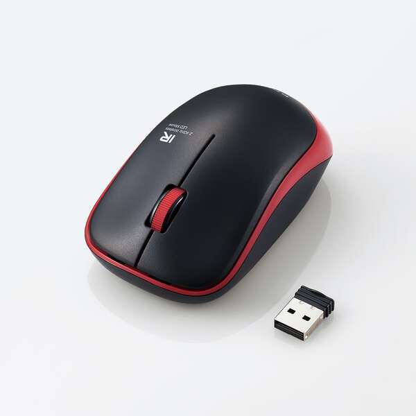 IRマウス/ENELOシリーズ/無線/3ボタン/省電力/静音ボタン/抗菌/レッド