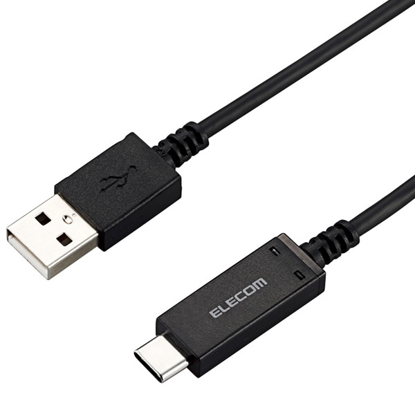 スマートフォン用USBケーブル/USB2.0/(Cオス-Aオス)/認証品/温度検知機能付/1.2m/ブラック