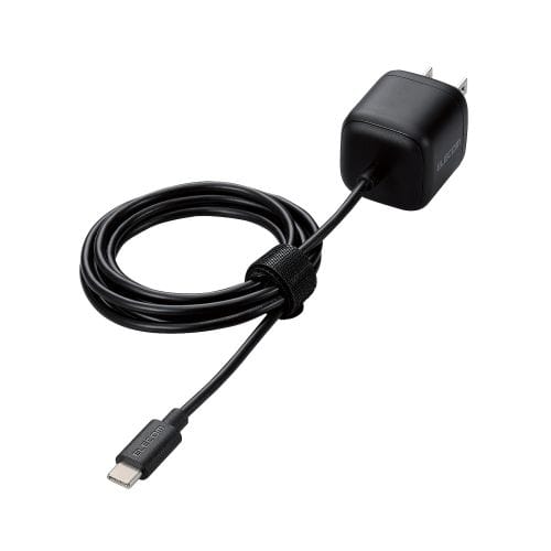 AC充電器/スマホ・タブレット用/USB Power Delivery/20W/USB-Cケーブル一体/1.5m/ブラック