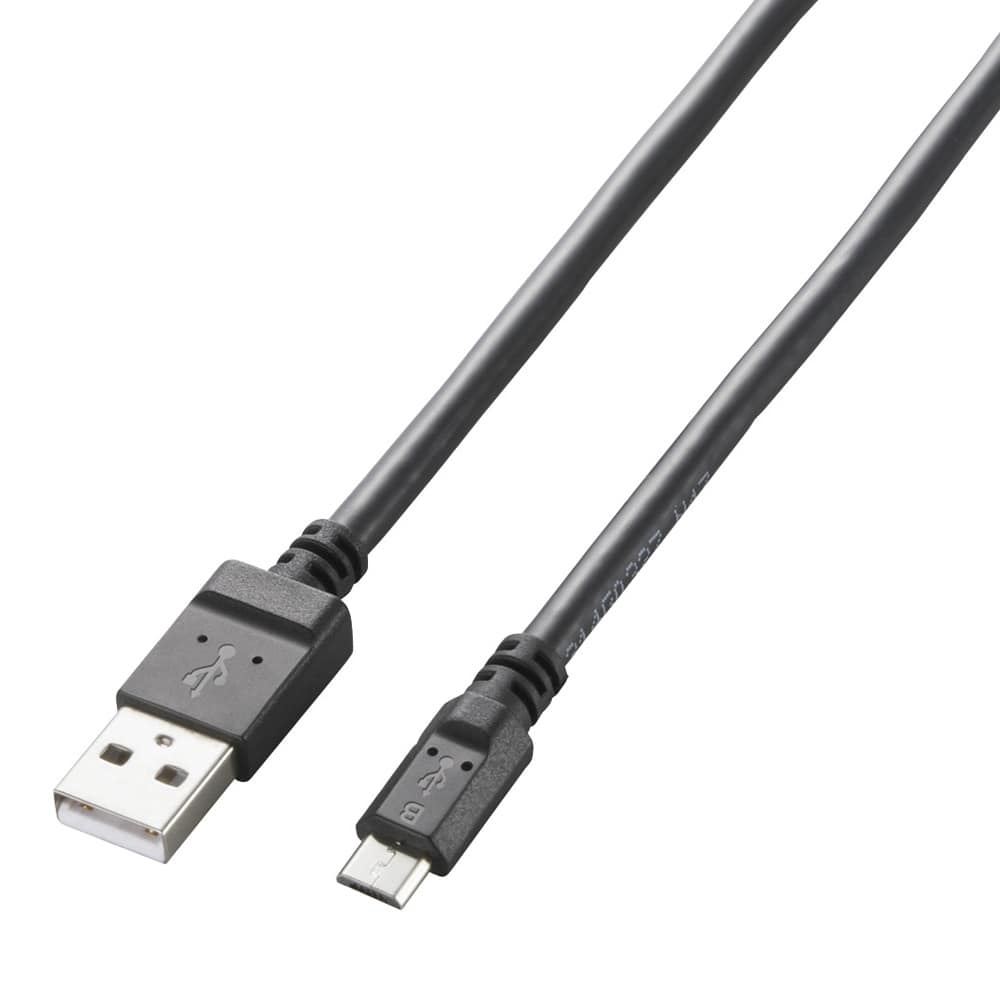 microUSBケーブル/2A出力/スタンダード/通信・充電/1.2m/ブラック