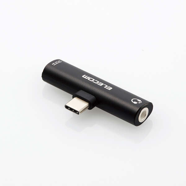音声変換アダプタ/USB Type-C - 4極φ3.5mmイヤホンジャック/給電機能付/USB Power Delivery 60W対応/ブラック