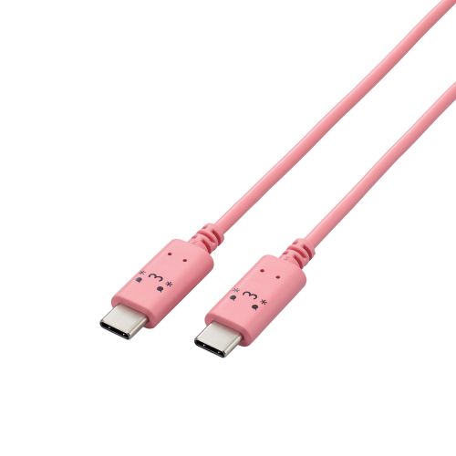 USB Type-C to USB Type-Cケーブル/USB Power Delivery対応/顔つきタイプ/2.0m/トキメキ(ピンク×ブラック)