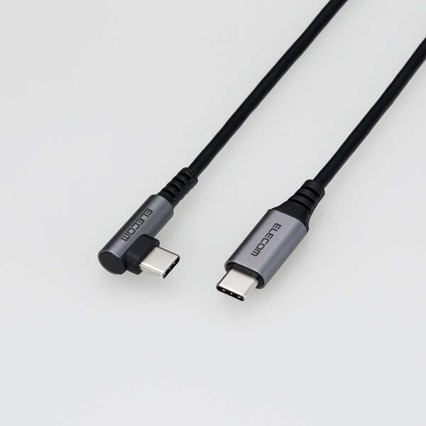 USB Type-Cケーブル/スマホ用/USB(C-C)/USB Power Delivery対応/認証品/L字コネクタ/抗菌・抗ウイルス/0.3m/ブラック