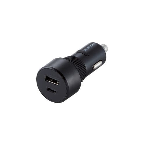 シガーチャージャー/抜け防止/27W/USB Type-C×1/USB-A×1/ブラック