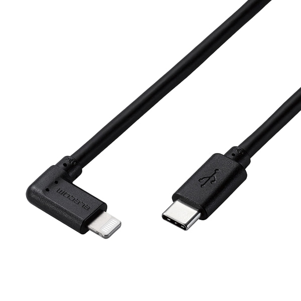 USB Type-C to Lightningケーブル/USB Power Delivery対応/L字コネクタ/抗菌/2.0m/ブラック