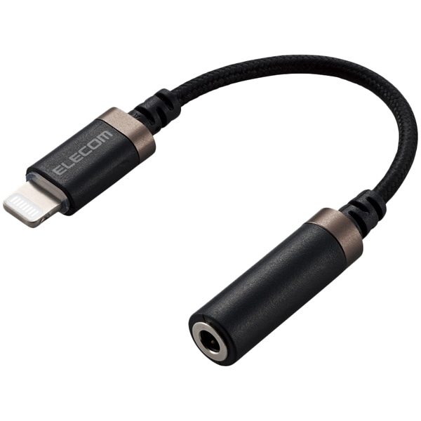 Lightning-4極イヤホン端子変換ケーブル/高耐久/ブラック