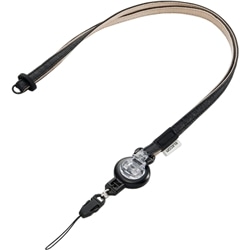 スマートフォン用「のびぃ～るストラップ」/落下防止クリップ付/ブラック