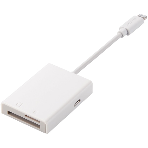 Lightningカードリーダー/SD+microSD対応/USB Type-C変換アダプタ付属/ケーブル7cm/ホワイト