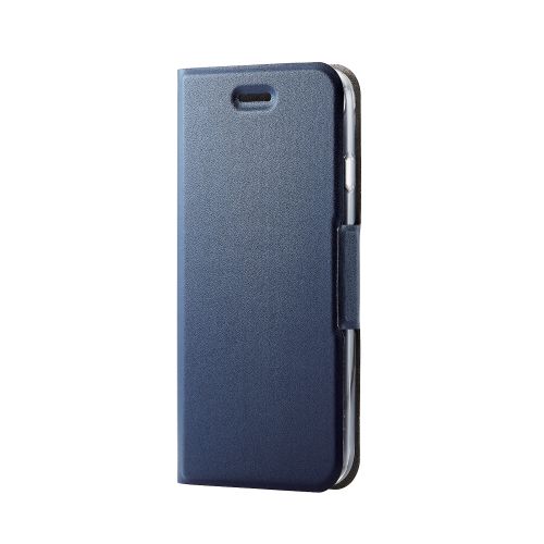 iPhone SE 第3世代/SE 第2世代/8/7用レザーケース/手帳型/UltraSlim/薄型/磁石付き/クリアケース/ネイビー