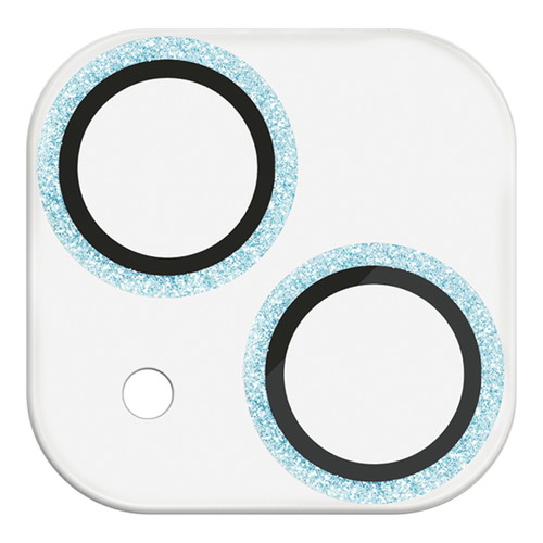 iPhone 15/iPhone 15 Plus用カメラレンズカバー/ガラス/&Me/グリッター仕様/ブルー