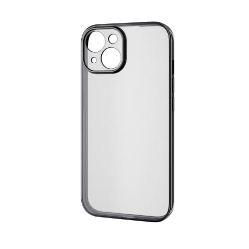 iPhone 15用ソフトケース/極限保護/メタリック加工/メタリックブラック