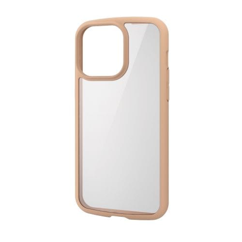 iPhone 15 Pro Max用ハイブリッドケース/TOUGH SLIM LITE/フレームカラー/背面クリア/背面ガラス/ストラップシート付属/カフェオレ