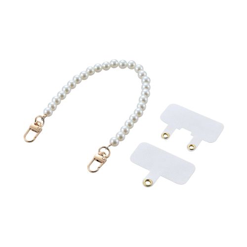 スマホハンドストラップ/パール/ストラップホールシート付属(1口タイプ×1枚/2口タイプ×1枚)