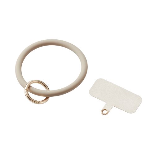 スマホハンドストラップ/ストラップホールシート付属(1口タイプ×1枚)/シリコンリング/&me/ベージュ