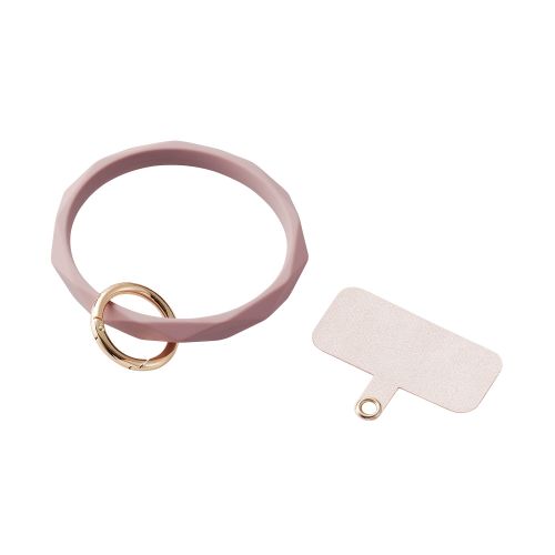 スマホハンドストラップ/ストラップホールシート付属(1口タイプ×1枚)/シリコンリング/ダイヤ/&me/ピンク