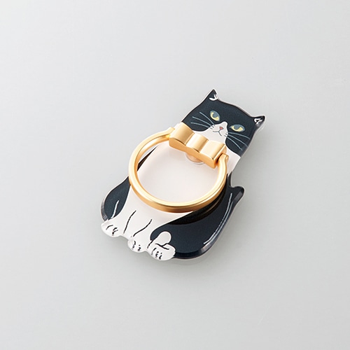 スマートフォン用ストラップ/フィンガーリング/アニマル/ハチワレネコ