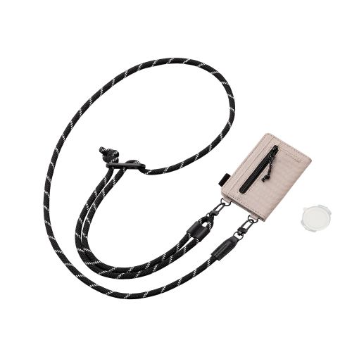 スマホショルダーストラップ/カードケース付き/丸紐6mm/ベージュ