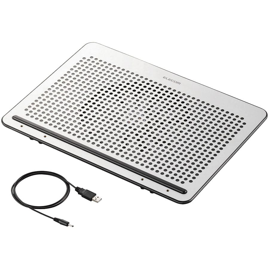 ノートPC用クーラー/角度可変置き台/アルミ/大型ファン/15.4～17インチ対応/シルバー