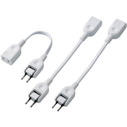ACアダプタ用電源延長コード/2P/1個口/ホワイト/3本セット