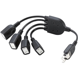 ACアダプタ用電源延長コード/2P/4個口/ブラック