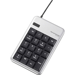2ポートUSB2.0ハブ付テンキーボード/Mサイズ/メンブレン/シルバー
