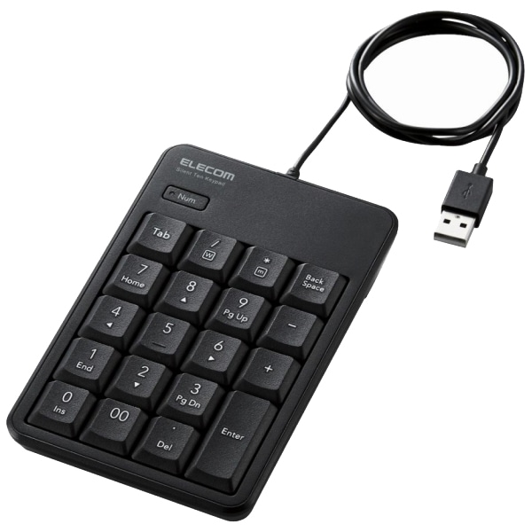 テンキーパッド/有線/静音設計/抗菌/ブラック