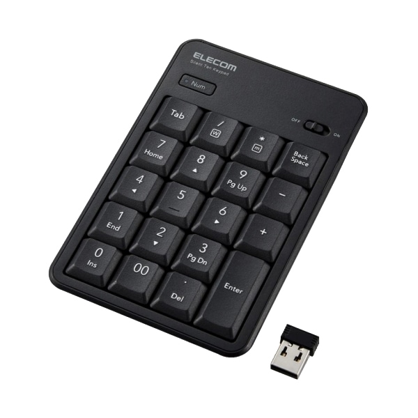 テンキーパッド/無線(2.4GHz)/静音設計/抗菌/ブラック