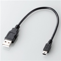 USB2.0ケーブル/ゲーム用/A-miniBタイプ/0.25m/ブラック