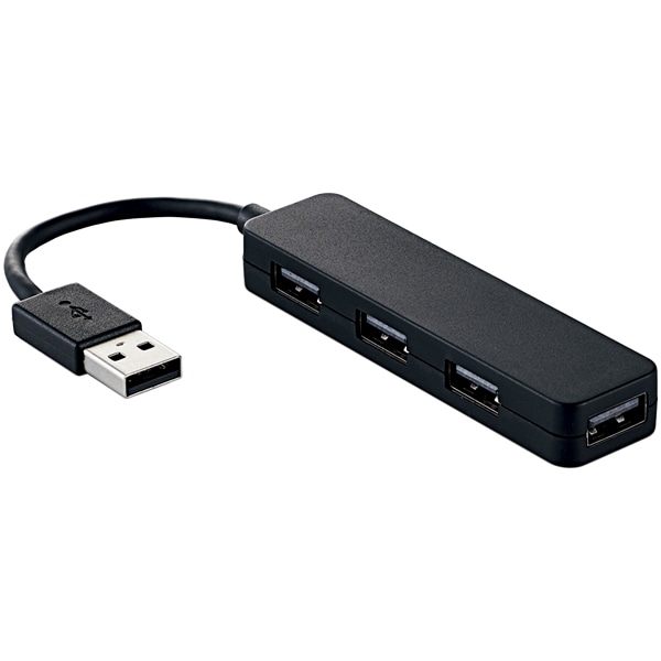 USB2.0ハブ/カラフルモデル/バスパワー/4ポート/ブラック