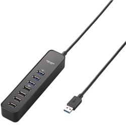 USB3.0ハブ/マグネット付/セルフパワー・バスパワー共用/7ポート/ブラック