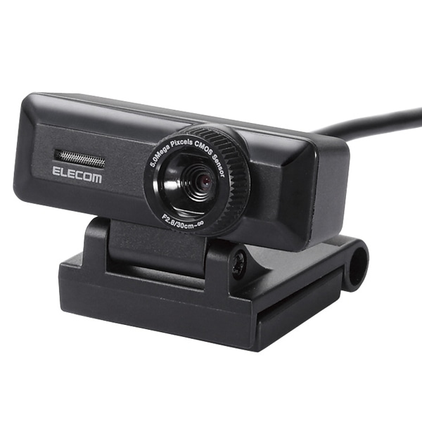 PC Webカメラ/500万画素/マイク内蔵/高精細ガラスレンズ/ブラック