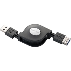 巻き取りUSB3.0延長ケーブル(A-A)/0.7m/ブラック
