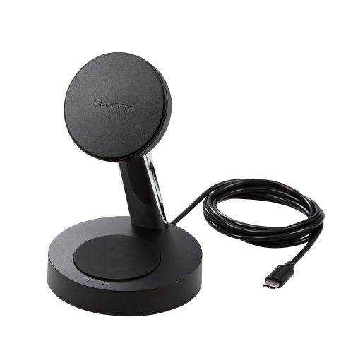 ワイヤレス充電器/マグネット内蔵/7.5W+5W/スタンドタイプ/1.5m/ブラック