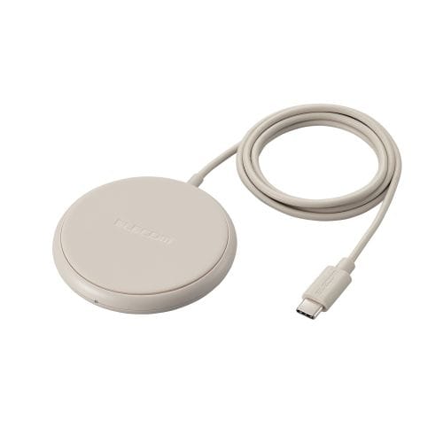 Qi規格対応ワイヤレス充電器/5W/卓上/ケーブル一体/1m/ベージュ